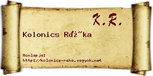 Kolonics Réka névjegykártya