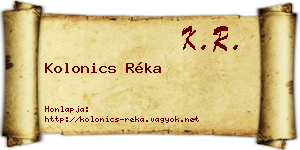 Kolonics Réka névjegykártya